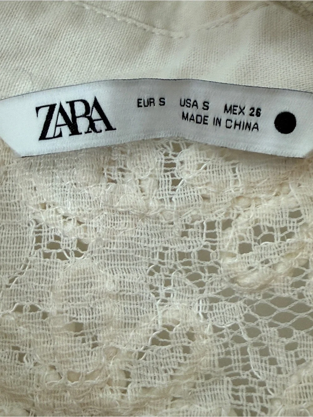 Zara Floral Lace Cropped Button Up Shirt Jacket Cream Size S Style 4786/331